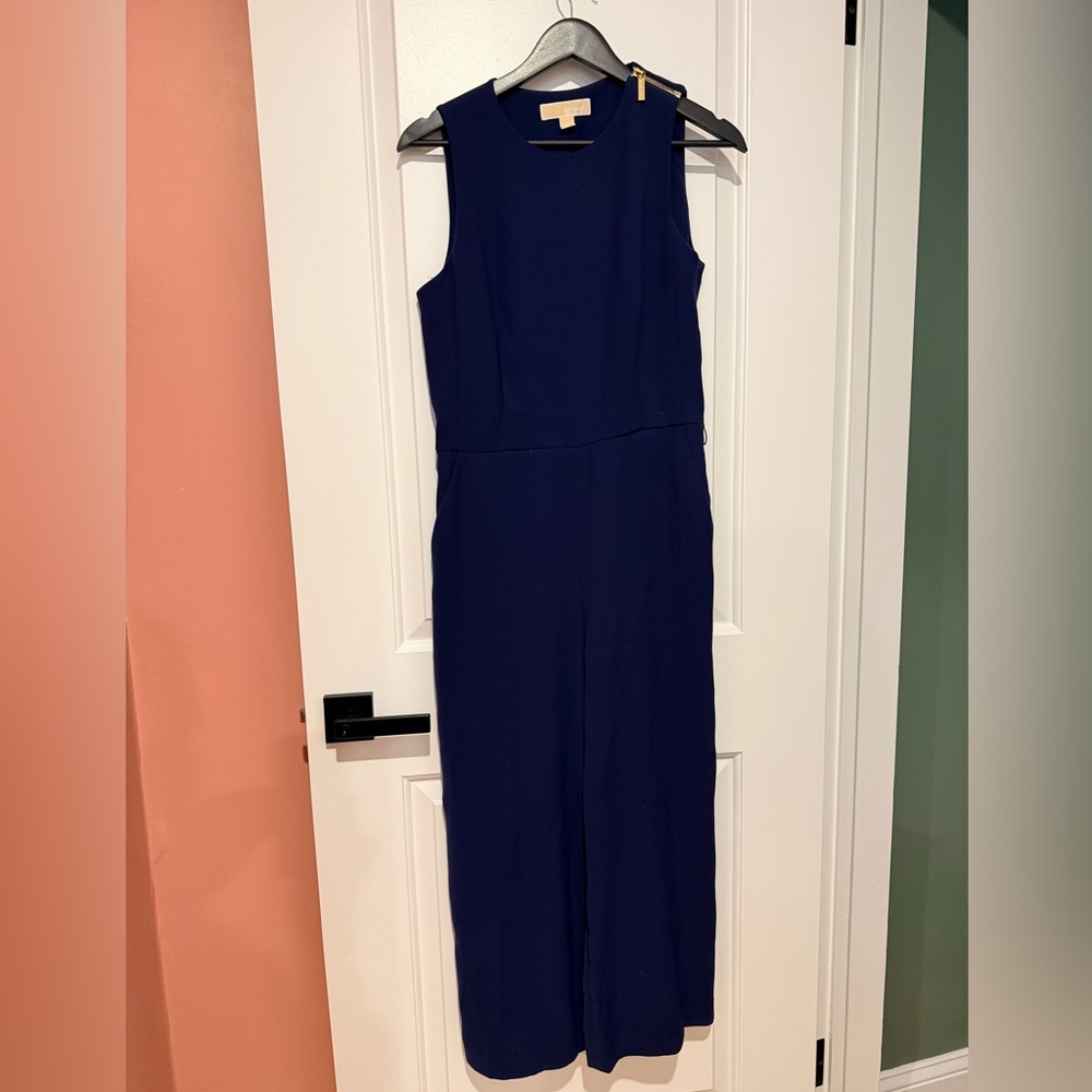 Michael Kors Navy Sleeveless One-Piece Jumpsuit